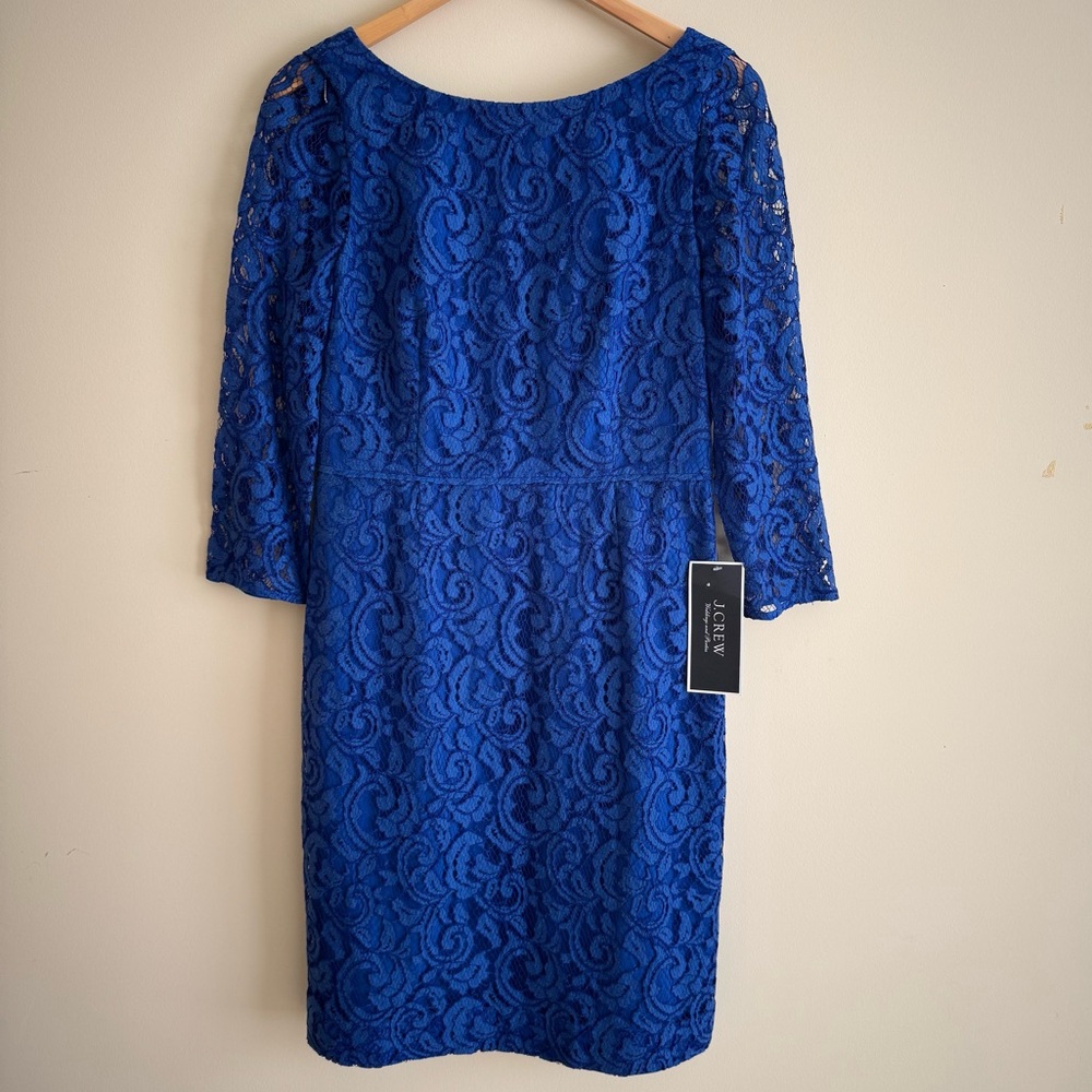 NWT J.Crew Natalia Lace Floral Sheath Dress Size 10 Cobalt Blue Wedding Mother